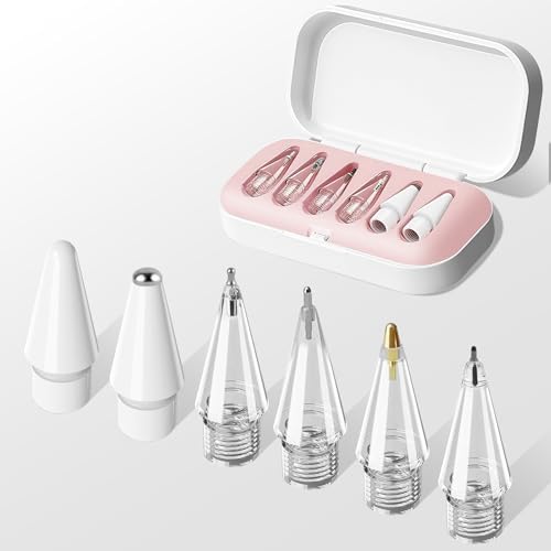 Replacement Tips for Apple Pencil Pro/ 2nd Gen/ 1st Gen/USB C, 6 Pack Upgraded iPad Pen Tips with Storage Case, Fine Point Precise Control Pencil Tip, iPad Pro Pencil Tip Set, iPad Pen Nibs Set