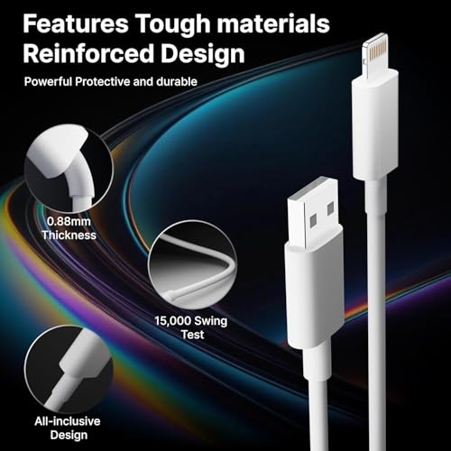 Image of USB to Lightning-Cable [MFi Certified + 6 Month Warranty] Superfast Charger Cable Compatible with iPhone 14 /13 /12 /11 /X /XS /XR /8 /Plus, iPad mini /Pro /Max