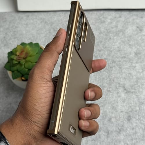 Image of FRATO Metallic AeroFLex Aluminium Leather Case for Samsung Galaxy S24 Ultra (Desert Titanium)