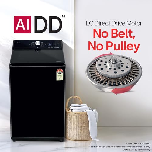 Image of LG 11 Kg, 5 Star, AI Direct Drive Technology, Wi-Fi Enabled, Inverter Direct Drive, Fully Automatic Top Load Washing Machine (TX511SWO, Turbodrum, In Built Heater with Steam, Turbowash, Onyx Black)