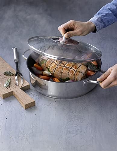 WMF Oven Pan Coated Ø 28 cm Pouring Rim Glass Lid Stainless Steel Handle Cromargan® Stainless Steel Durit Select Per Suitable for Induction Hand Wash
