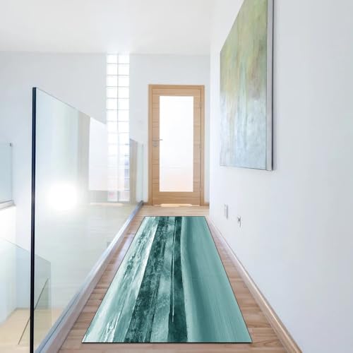 Alfombra pasillo de cocina cian 80x200 cm lavable abstracta 6