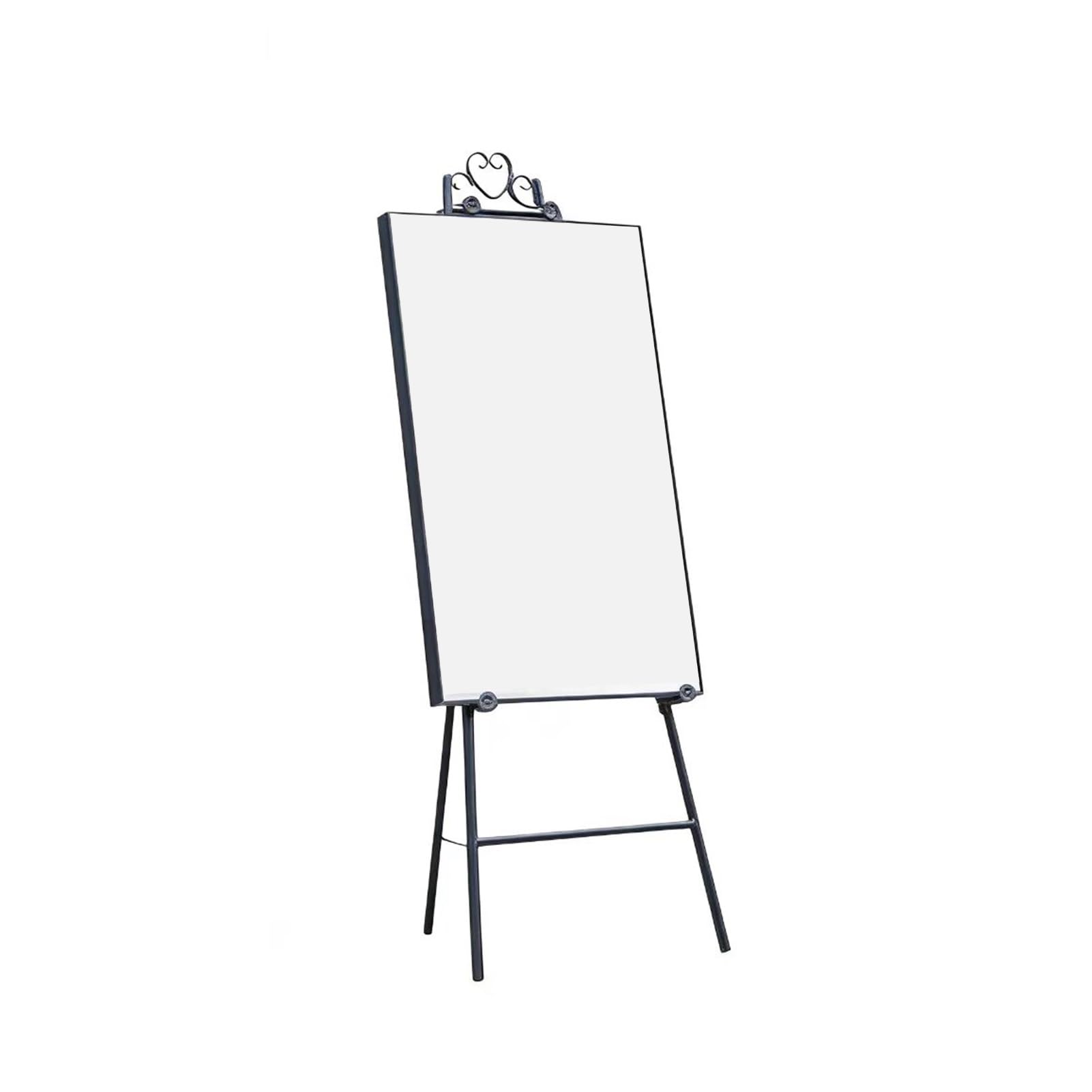 YNBSHGAA Floor Metal Easel with Heart-Shaped Top, Folding Stand for Paintings, Art Show Displays,Black-48X135cm