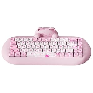 YUNZII Teclado mecánico inalámbrico C68, 65% de diseño, intercambio en caliente, triple modo BT5.0/2.4 G/con cable, retroiluminación RGB, NKRO, bonito diseño ergonómico de silicona de gato para Win