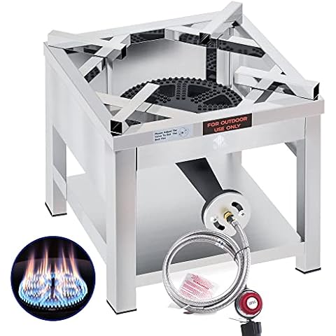 ARC USA SS4242S Propane Burner, 0-20 PSI Regulator& Braided Hose, Stainless Steel Portable Propane Burner, Perfect for Outdoor and Backyard Cooking, Turkey Fry, Home Brewing and More, 200,000 BTU Cover