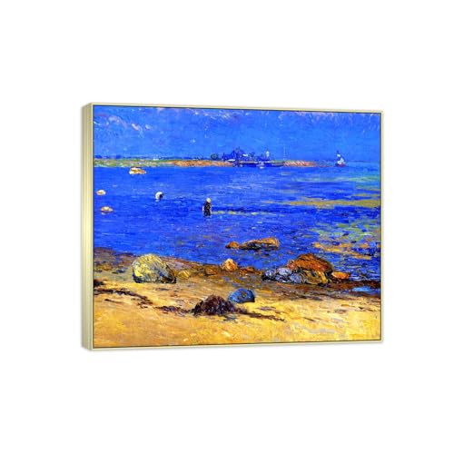 Tableau Sea William Glackens 60x50cm avec Cadre Argenté pour Décoration Murale
