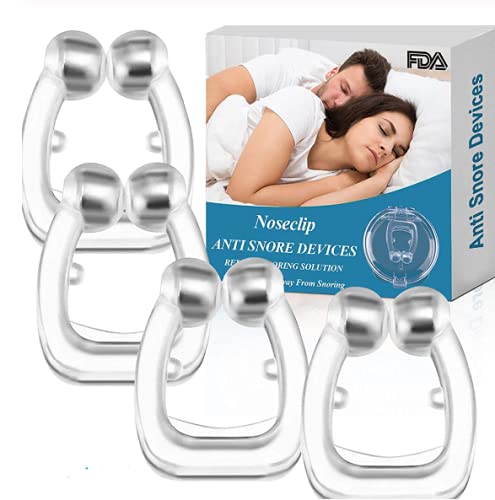 S-tash Stop Snoring- Anti Snore Anti Snoring Snoring Solution Anti Snoring Devices Silent Snore 2021 Upgraded Silicone Magnetic Snore Stopper Nose Clip Sleeping Aid Device for Men and Women (4 Pack)