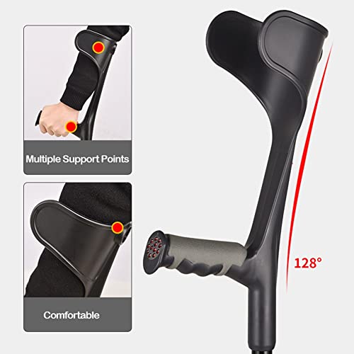 Stampelle per Adulti (Coppia), Stampelle per avambraccio Pieghevoli Portatili, Stampelle telescopiche Regolabili per Camminare, Stampelle in Alluminio Leggero per Viaggi (Grigio/Nero) (Colore : Nero)