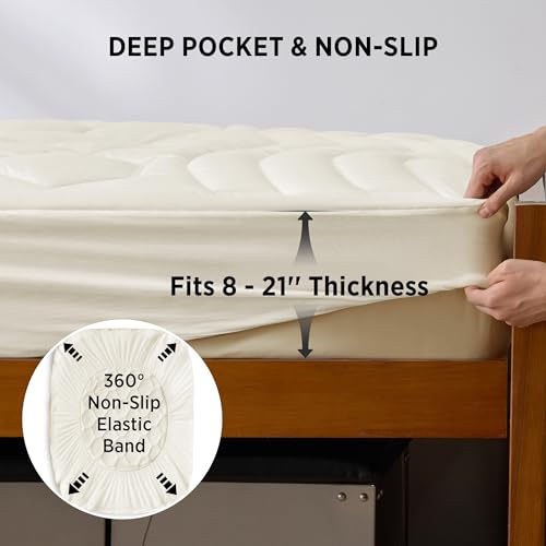Image of Bedsure Twin XL Mattress Pad, Mattress Topper with 8-21 Inches Deep Pocket