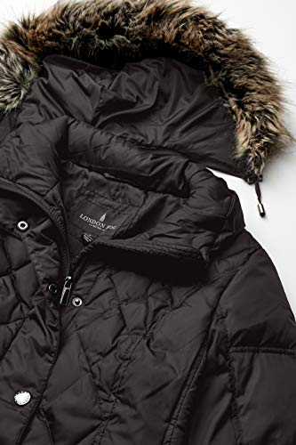 London Fog Women's Plus Size Diamond Quilted Down Coat, Black, 2X #TOP4