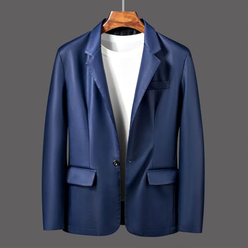 Mens Faux Leather Blazers Business Casual Slim Fit Notched Lapel Sport Coats Stylish Casual Office Work Suit Jacket2
