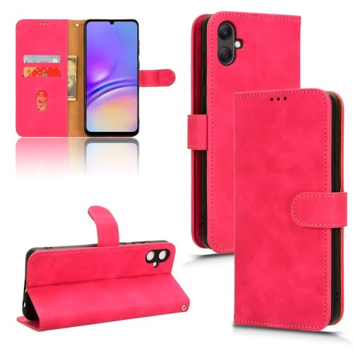 Étui portefeuille Samsung A05 4G en cuir antichoc rose