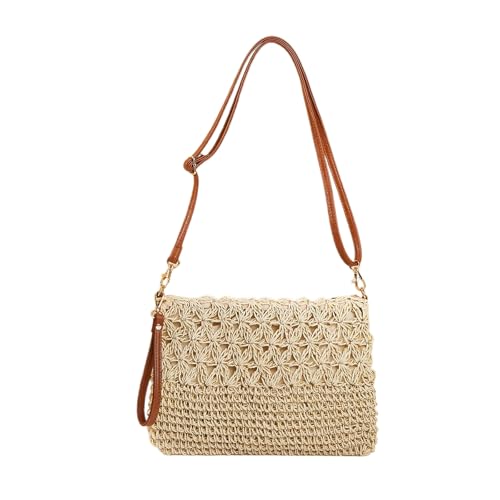 Mtsebmves Women Straw Crossbody Bag Beach Woven Handbag Adjustable Strap Handmade Rattan Shoulder Bags