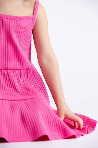 Image of monica + andy Ribbed Spaghetti Strap Dress, 100% Organic Kids Clothes for Girls, Girl Casual Dress