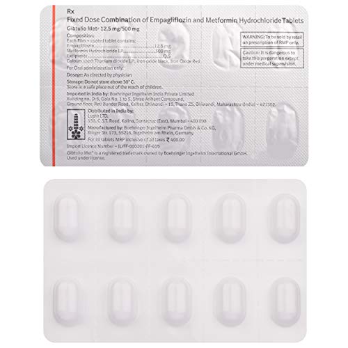 Image of Gibtulio Met 12.5 mg / 500 mg - Strip of 10 Tablets