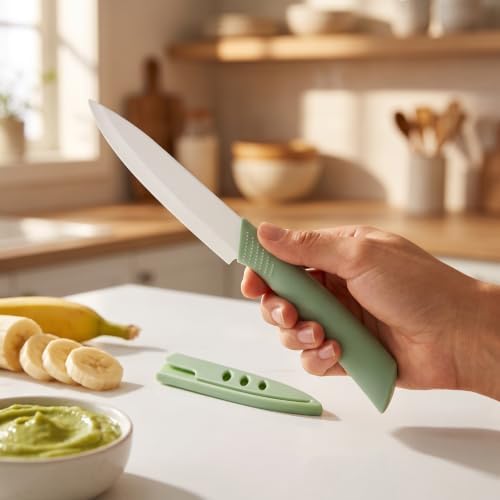Zerodeko Ceramic Chef Knife with Sheath, Ergonomic Kitchen Paring Knife - 4