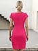 Missufe Fitted Formal Short Sleeve Dress Women's Wrap Sweetheart Ruched Mini Summer Party Dress (Hot Pink, X-Small)