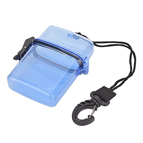 Uadme Caja Seca Buceo, Cajas de Sellado Transparente Impermeable, Caja de Almacenamiento Seco de Plástico, con Gancho de Cuerda, para Surf Canoa Kayak (Azul Transparente)