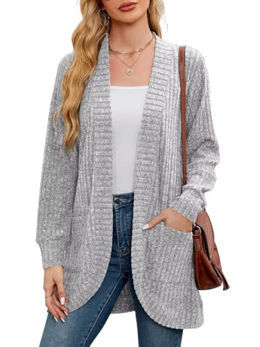 BELAROI Womens Plus Size Cardigan Long Sleeve Lightweight Casual Open Front Knit Sweater Outwear Coats Fall Outfits