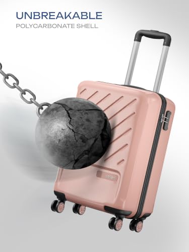 Image of Safari Cabin Symphony 56cm Trolley Bag Hard Case Polypropylene, 8 Spinner Wheels, 360 Degree Wheeling Carry on Luggage, Travel Bag, Suitcase for Travel, Trolley Bags for Travel, Dusky Peach