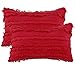 Zi Xi & Zi Qi Juego de 2 fundas de almohada de algodón y lino, corte jacquard borla, funda de almohada para el hogar, decoración del hogar, oficina, sofá, funda de almohada (rojo, 30 x 50 cm),