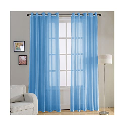 Acomoda Textil - Cortina Translucida para Ventanas. Cortinas Grandes con Anillas Ideales para Dormitorio, Comedor y Cocina 150x260 cm. (Azul, 1)