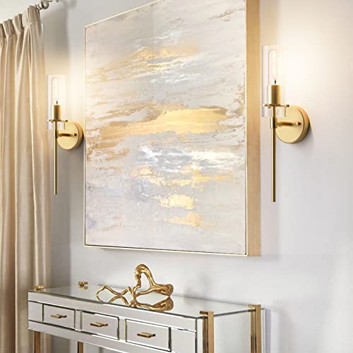 Gold Modern Wall Sconce Wall Lighting Bathroom Light Fixture Mid Century Wall Sconce Set of 2 Hallway Wall Sconces with Clear Glass Shade Vintage Wall Lighting for Hallway Bedroom Bathroom Gold Modern Wall Sconce Wall Lighting Bathroom Light Fixture Mid Century Wall Sconce Set of 2 Hallway Wall Sconces with Clear Glass Shade Vintage Wall Lighting for Hallway Bedroom Bathroom