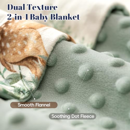 Image of PHF Minky Baby Blanket for Boys Girls, 40x50 Inches Soft Double Layer Baby Blankets with Woodland Animals, Receiving Blanket Bed Throws for Neutral, Infant, Babies