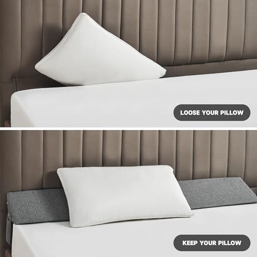 Image of IFNOW Twin Size(40 inchx6 inchx10 inch) Bed Wedge Pillow for Headboard, Mattress Gap Filler(0-8 inch), Bed Wedge for Gap Between Your Headboard and Mattress Dark Grey