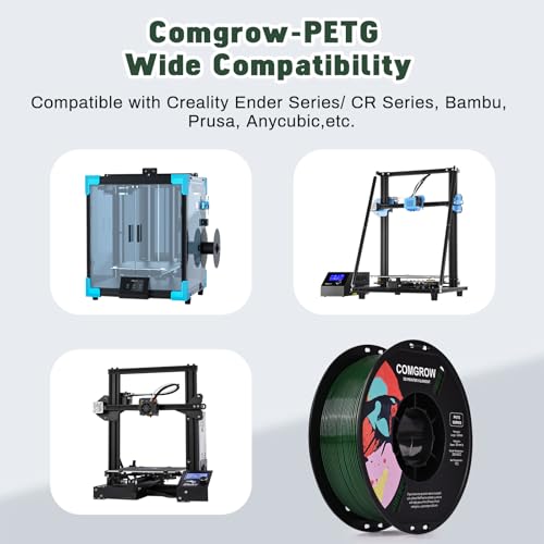 Image of Comgrow PETG 3D Printer Filament 1.75mm, High Precision and Tough 3D Printer Filament (2LBS), Dimensional Accuracy + /- 0.02 mm, Fit Most 3D Printers Military Green