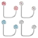 Lurrose Anillos para Labios Metálicos 4 Piezas Colores, y AB, Estilo Herradura, Joyas para Piercings Corporales Mujer, Decoración Segura y Cómoda para Uso Diario