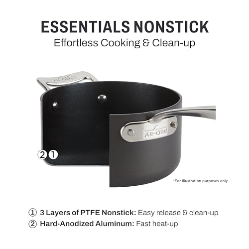 Image of All-Clad Essentials Hard Anodized Nonstick Roaster with Rack 11x14 Inch Oven Broiler Safe 500F Roaster Pan, Pots and Pans, Cookware Black