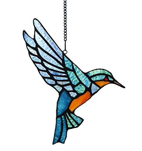 Tokira Tiffany Stil Glasmalerei Bluebird Fenster hängen Sun Catcher Ornament Vogel Window Panel, 9"x 6 1/2" Cover