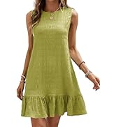 IVERIRMIN Women's Casual Summer Mini Tank Dress Sleeveless Crew Neck Ruffle Hem Dresses Vacation ...