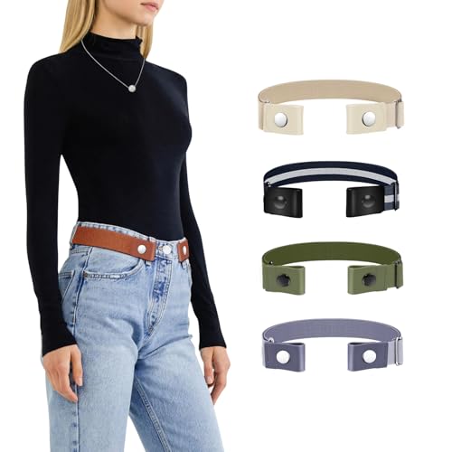 Image of TOURZOO Belts for Women /Men Buckle Free Elastic Belt Invisible No Buckle Stretch Waist Belt For Jean Pants,Dresses,No Bulge