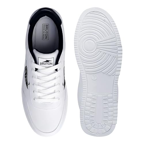 Image of BRUTON WhiteNova-299 Casual Shoes | Lightweight PVC Sole | Rexine Upper Sneakers for Men