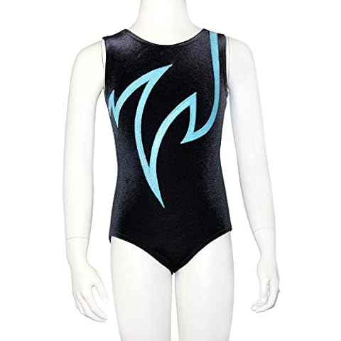 Turnanzug Java Basic Nicki Samt & Glitzerlycra Mädchen Gymnastikanzug Kurzarm Kinder Turnbody ärmellos Turntrikot Schwarz/Türkis Farbe Schwarz/Türkis Cover
