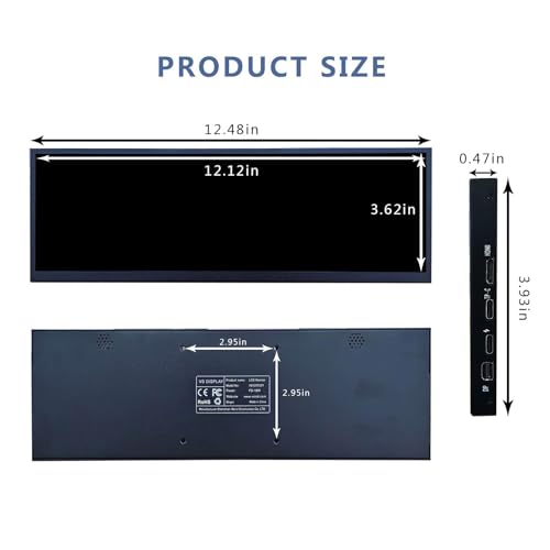 Image of VSDISPLAY 12.7'' 2880x864 2K Stretched Bar LCD PC Case Screen | with USB-C /Mini H /D Video Input,As Secondary Display for PC /Computer /Laptop CPU GPU Data Monitoring