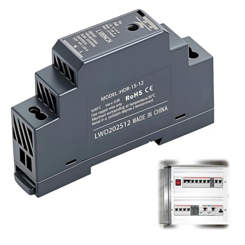 Hutschienen-Netzteil 12V 15W DC1.25A Eingang 100-240V AC 50/60 Hz DIN-Schienen-Netzteil Klingeltrafo 12V Netzteill Hutschiene für Türsprechanlagen Gebäudeautomation Heim- oder Industrieautomation
