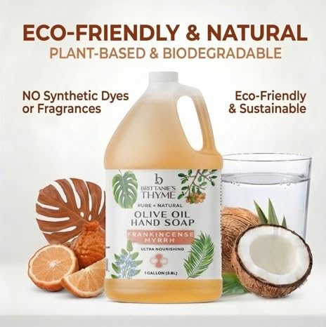 Brittanie's Pure Organic Castile Liquid Olive Oil Soap Refill, Frankincense, 1 Gallon | Face, Body Wash, Dishes, Pets & Laundry | Vegan & Gluten Free Non-GMO - Image 4