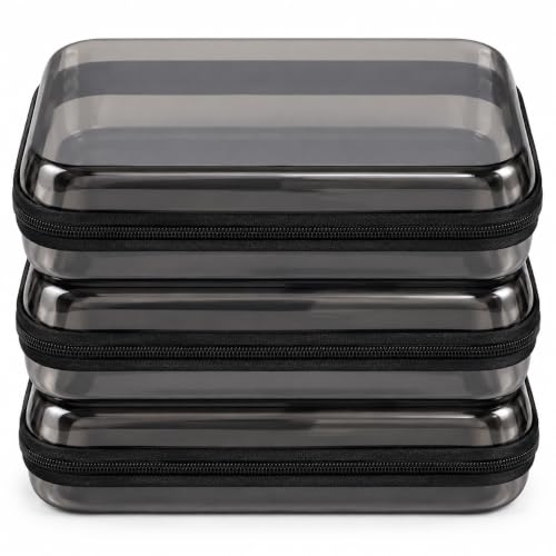 CoiiJoii Translucent Dark Brown Large Clear Hard Shell Zipper Case