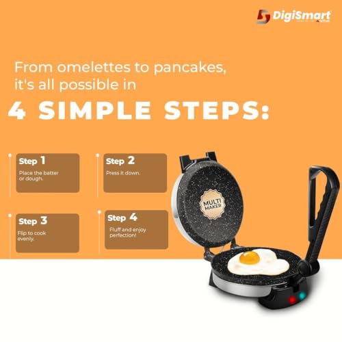 Image of DIGISMART 1000W Electric Roti Maker for Roti /Chapati /Khakra /Paratha /Thepla, Super Smooth Non-Stick Coating, Cool Touch Handle,Fast Heating to ready Quick Meal, Shock Proof Body,1 Year Warranty(Black)