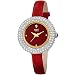 Burgi Women's BUR195RD Swarovski Crystal & Diamond Accented Rose Gold & Red Leather Strap Watch