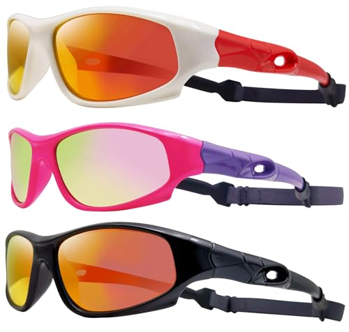 COOLSOME Kids Flexible Polarized UV Protection Sunglasses for Boys Girls Age 3-10 with Straps 3 pcs4