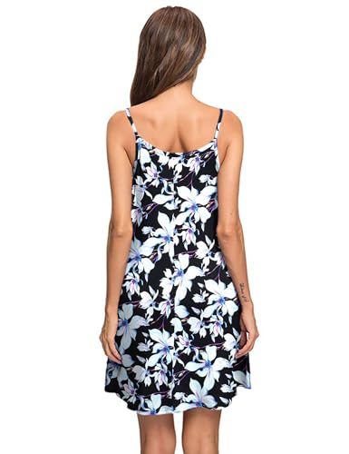 Image of MISFAY Women's Summer Spaghetti Strap Casual Beach Cover Up Dress with Pockets
