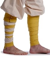 HEMAD Mittelalter Wadenwickel Set mit Fibeln Feste Baumwolle Modell: Balder, Gelb