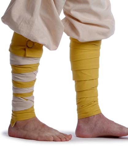 HEMAD Mittelalter Wadenwickel Set mit Fibeln Feste Baumwolle Modell: Balder, Gelb