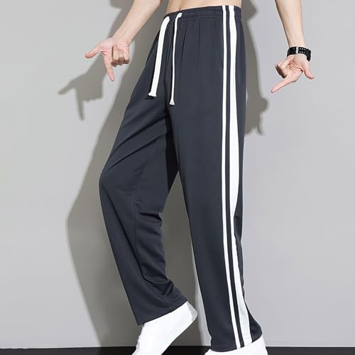 Baggy Sweatpants Men Fashion Clothing 2025 Side Stripe Athletic Pants Elastic Waist Wide Leg Joggers Lounge Streetwear3
