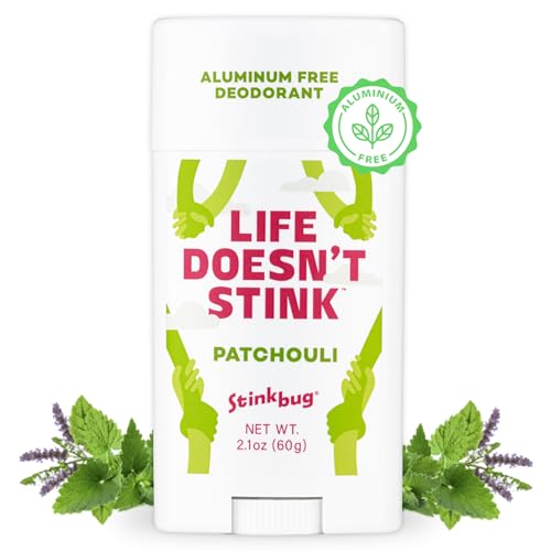 Stinkbug Naturals Organic Aluminum Free Deodorant Stick with Patchouli Coconut Oil and Essential Oils Paraben Free Sensitive Skin Deodorant 2.1 Ounces Pack of 1