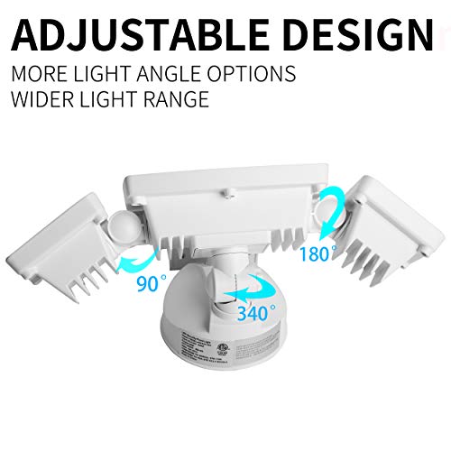 Freelicht 40W LED Flood Light, Motion Sensor Light Outdoor, 3 Adjustable Heads 3500 Lumens 5000K Daylight White IP65 Waterproof, White Exterior Security Lights for Garage, Porch, Driveway - Thumbnail 2
